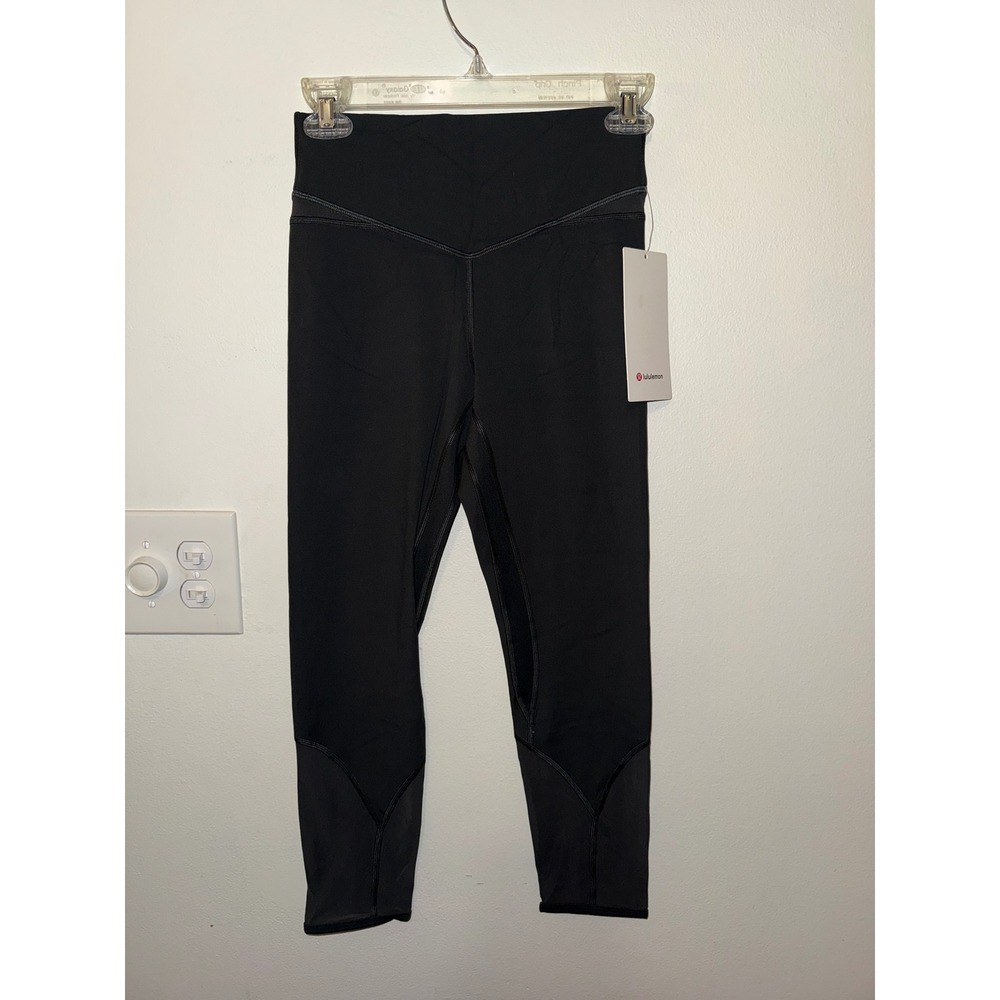 Lululemon Mesh Paneled Nulu HR Yoga Crops‎ 23" Crystal Gray Size 6 NWT $118 MSRP